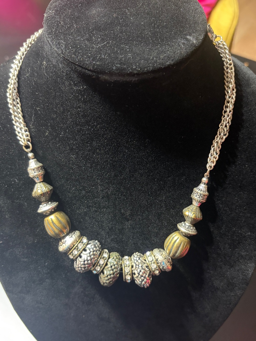 Premier Designs Isabella Mixed-Metal Necklace - Silver Tone & Brass Beads